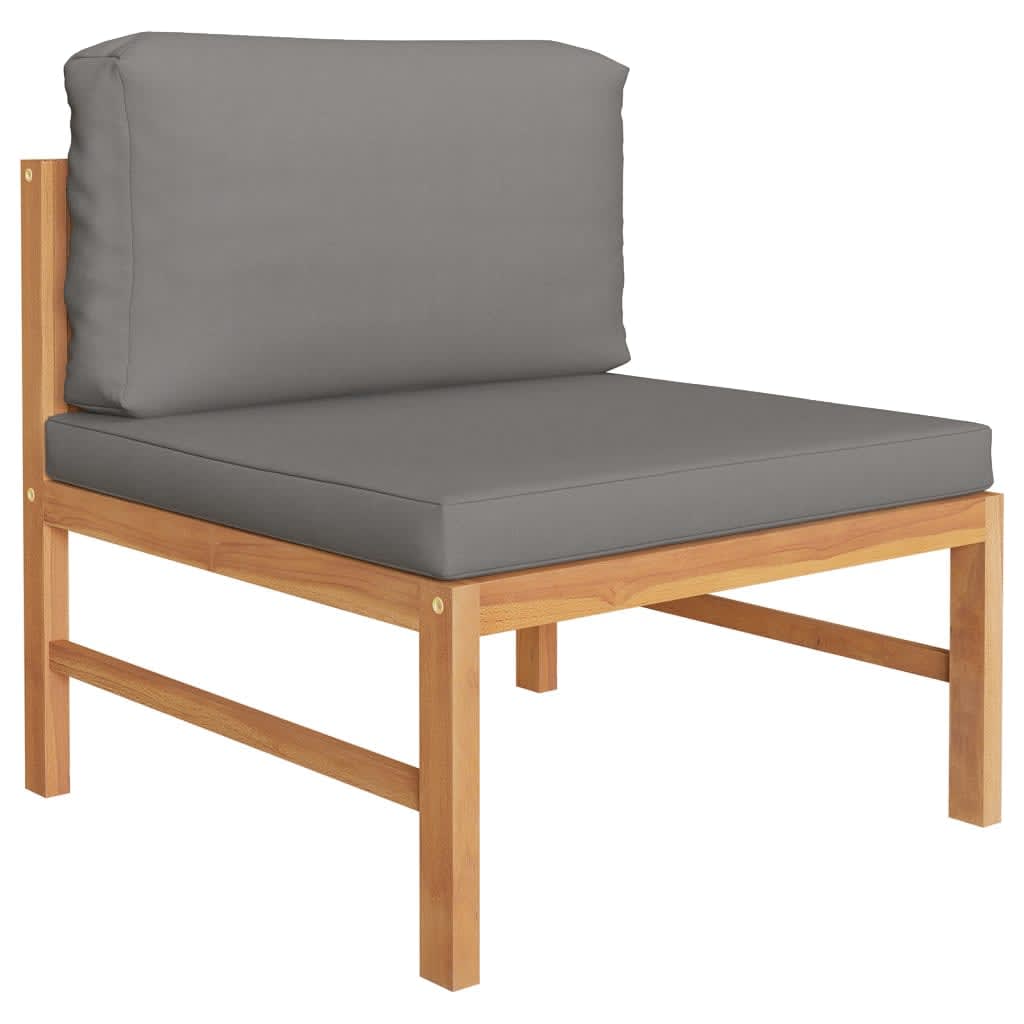 vidaXL 12 Piece Patio Lounge Set with Gray Cushions Solid Teak Wood