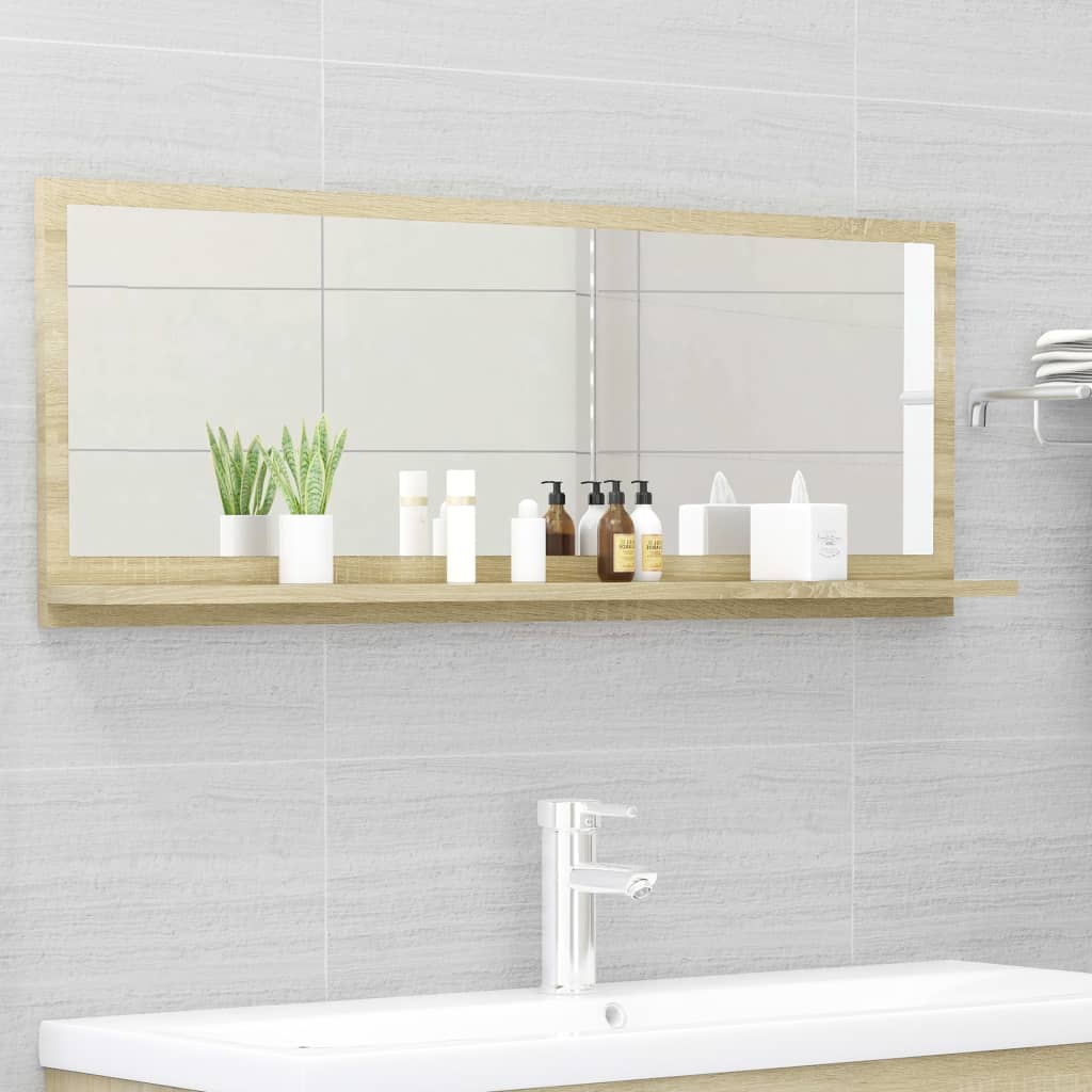 vidaXL Bathroom Mirror Sonoma Oak 39.4"x4.1"x14.6" Chipboard