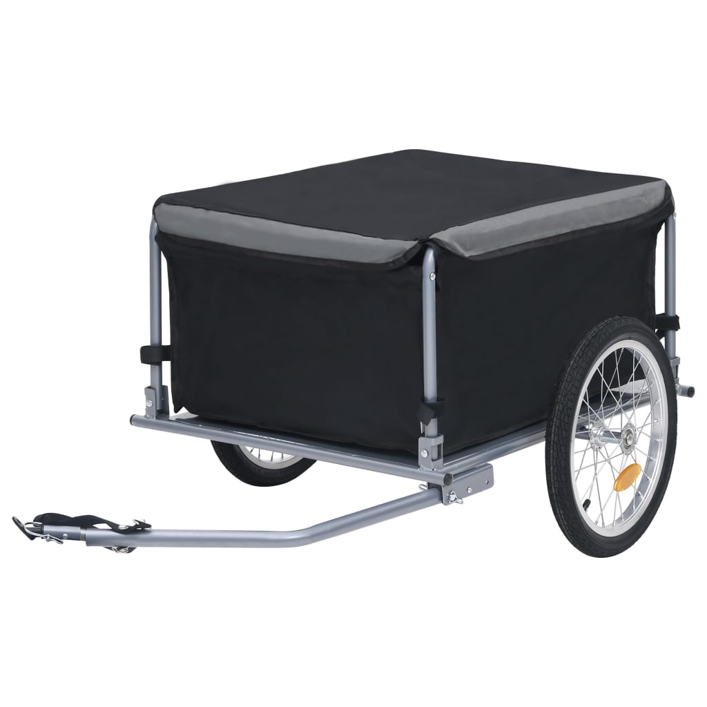 vidaXL Bike Trailer Black and Gray 143.3 lb