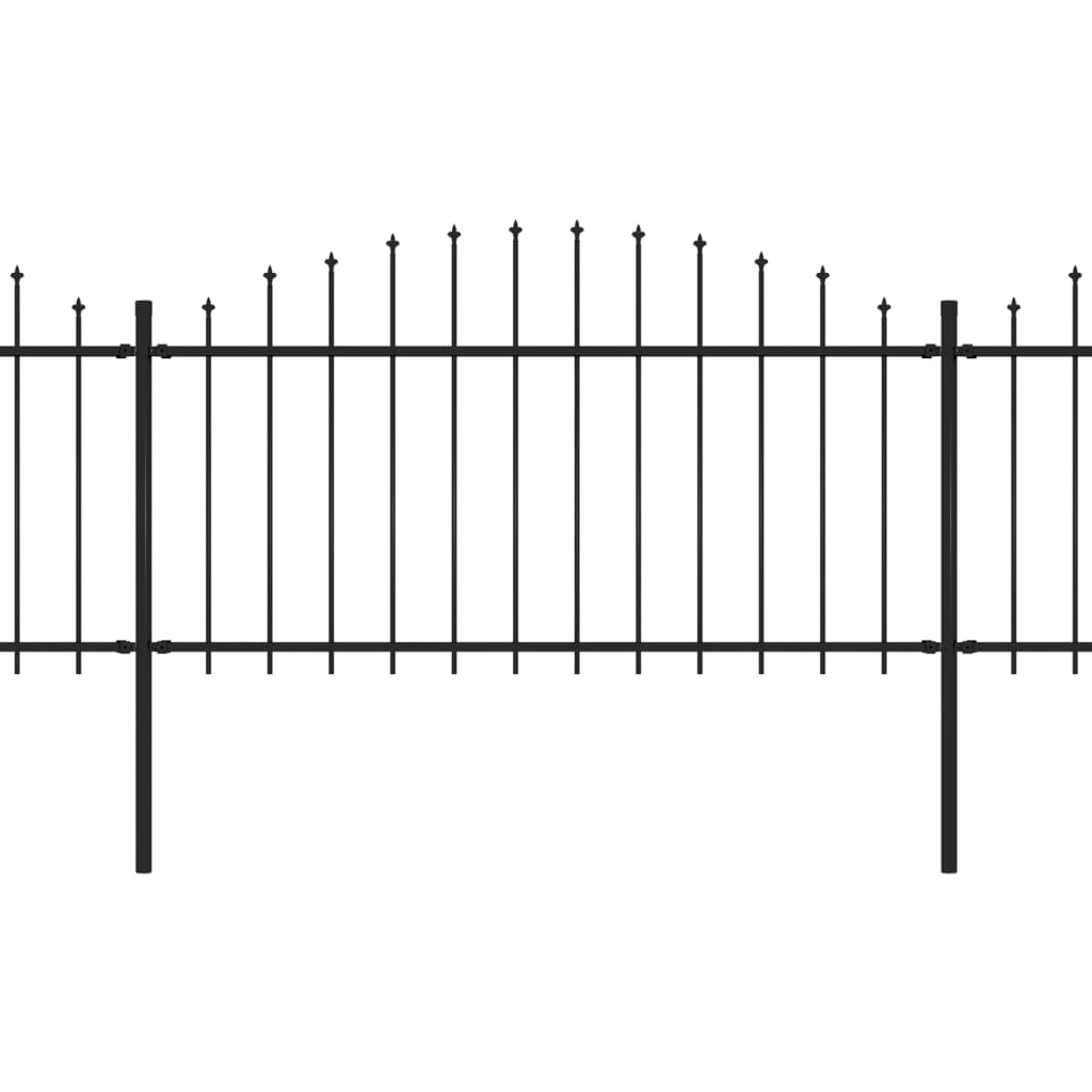 vidaXL Garden Fence with Spear Top Steel 11.2' Black