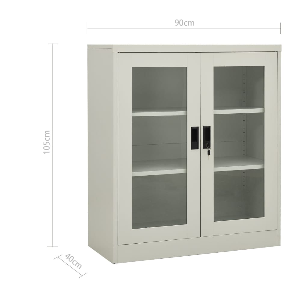 vidaXL Office Cabinet with Planter Box Light Gray 35.4"x15.7"x50.4" Steel