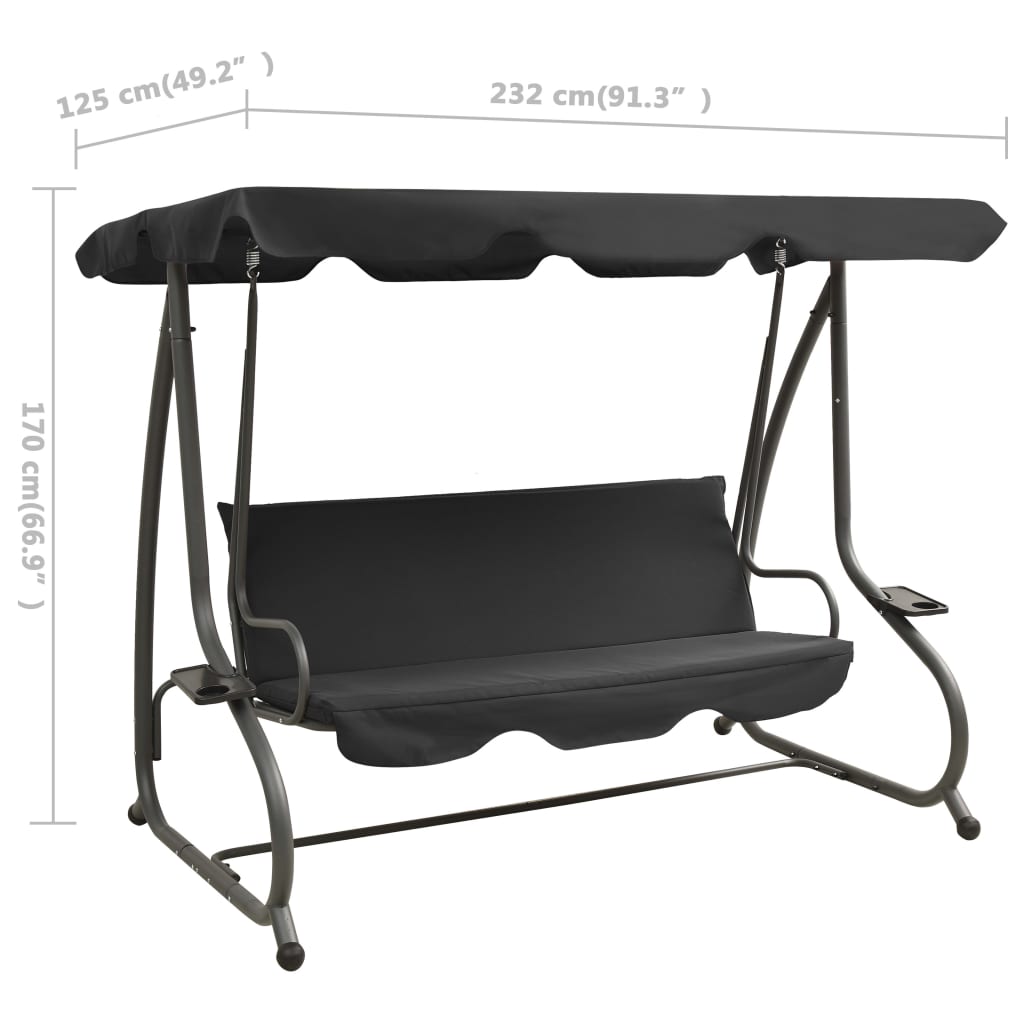 vidaXL Outdoor Swing Bench with Canopy Anthracite