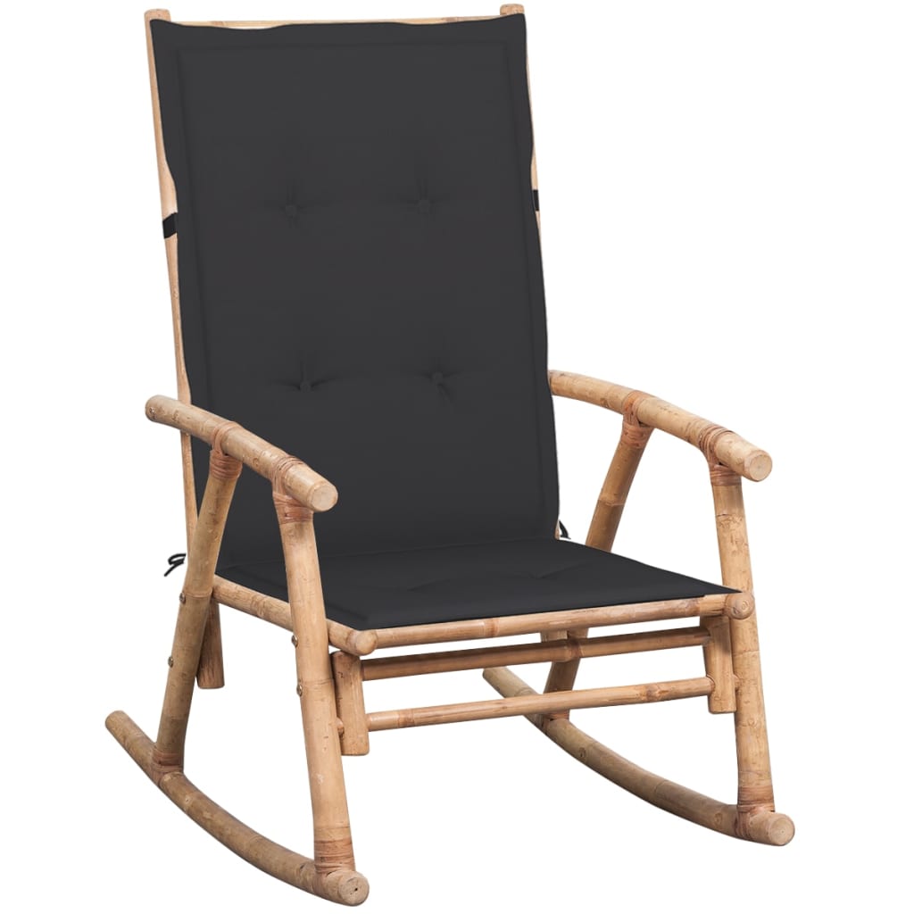 vidaXL Rocking Chair with Cushion Bamboo
