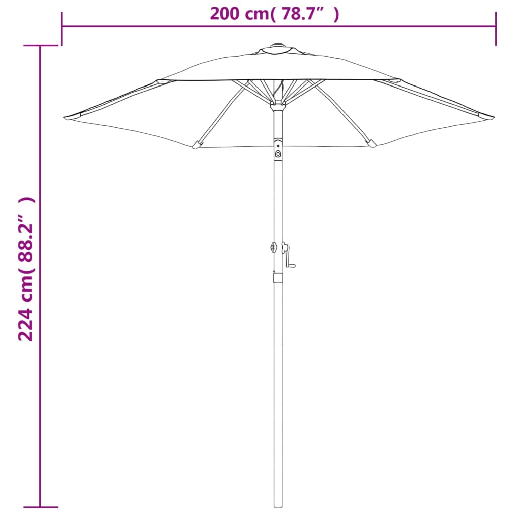 vidaXL Parasol Burgundy 78.7"x83.1" Aluminum