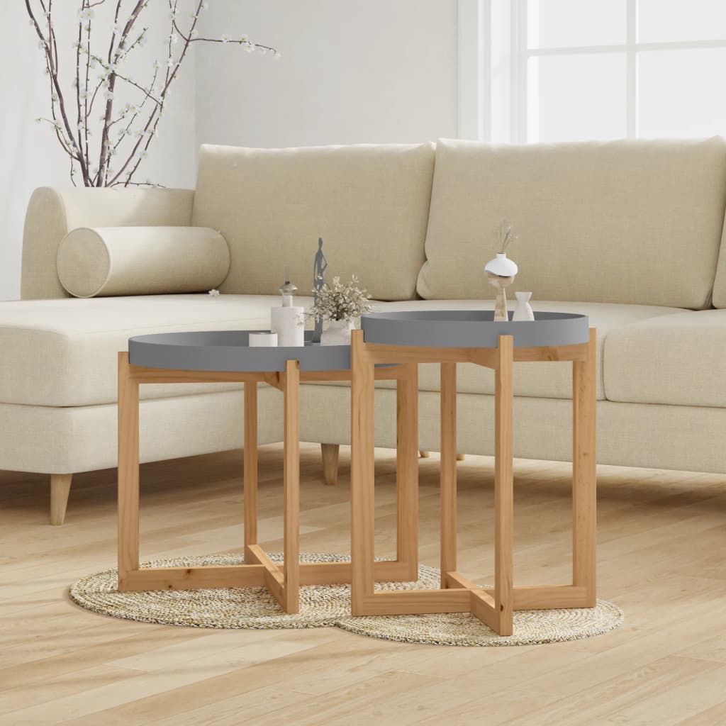 vidaXL Coffee Tables 2 pcs Gray Engineered Wood and Solid Wood Pine