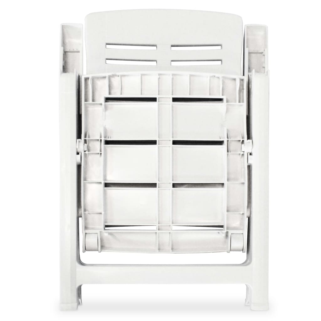 vidaXL Reclining Patio Chairs 4 pcs Plastic White