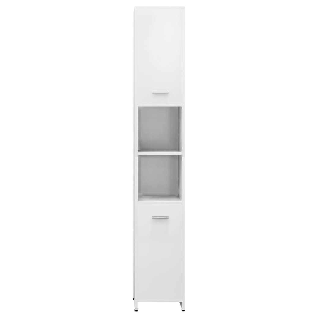 vidaXL Bathroom Cabinet High Gloss White 11.8"x11.8"x72.2" Chipboard