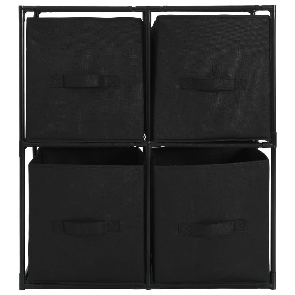 vidaXL Storage Cabinet with 4 Fabric Baskets Black 24.8"x11.8"x28" Steel