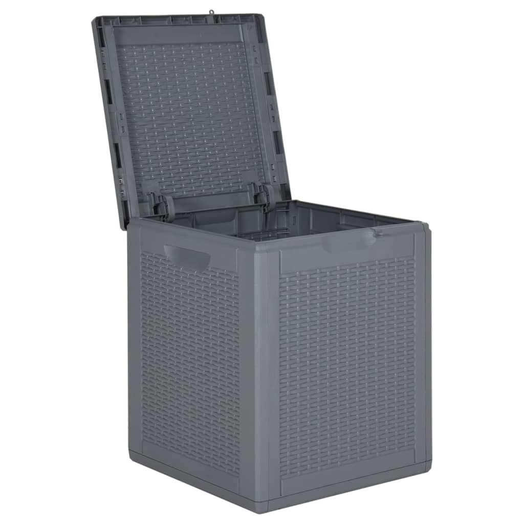 vidaXL Patio Storage Box Gray PP Rattan 23.8 gal
