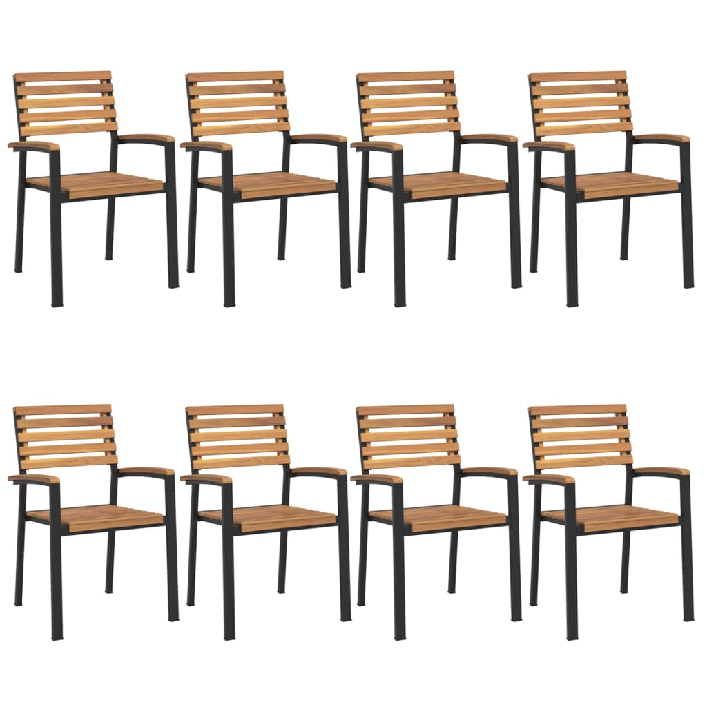 vidaXL Stackable Patio Chairs 8 pcs Solid Wood Acacia and Metal