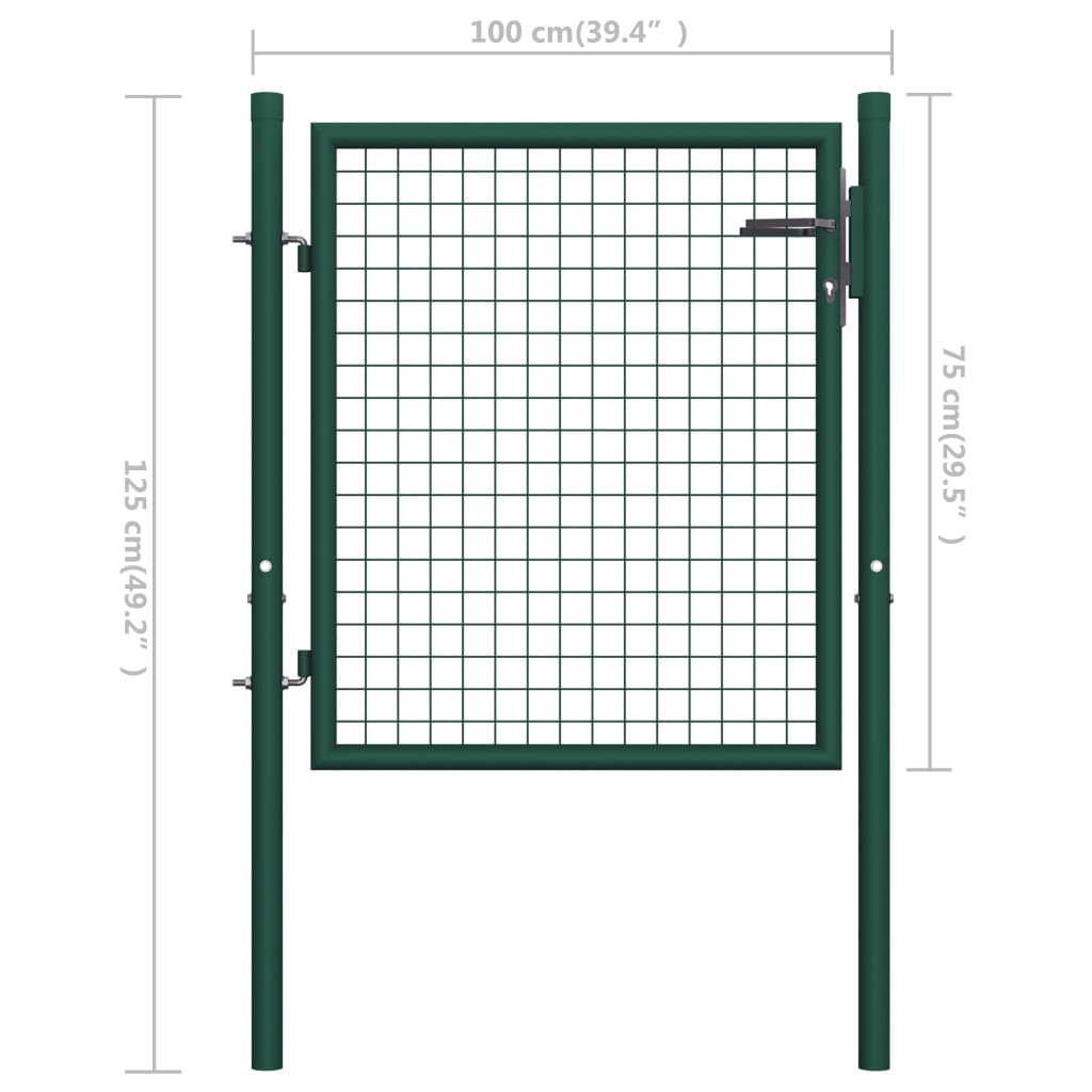 vidaXL Fence Gate Steel 39.4"x29.5" Green