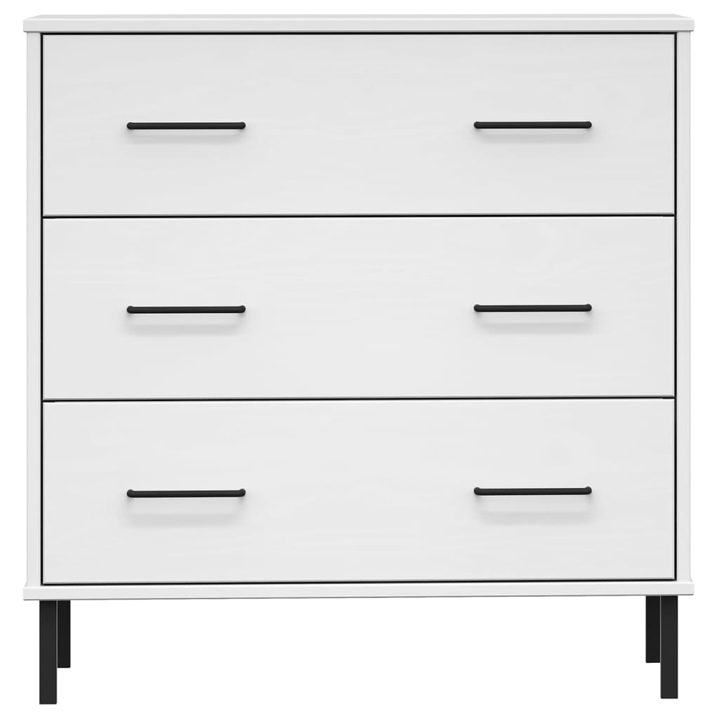 vidaXL Sideboard with 3 Drawers White 30.3"x15.7"x31.3" Solid Wood OSLO