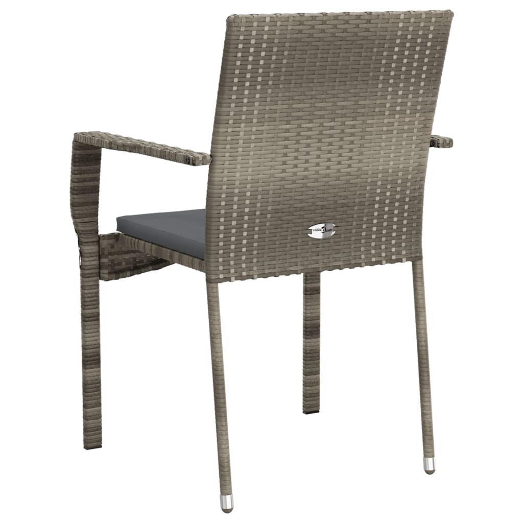 vidaXL Patio Chairs with Cushions 2 pcs Poly Rattan Gray