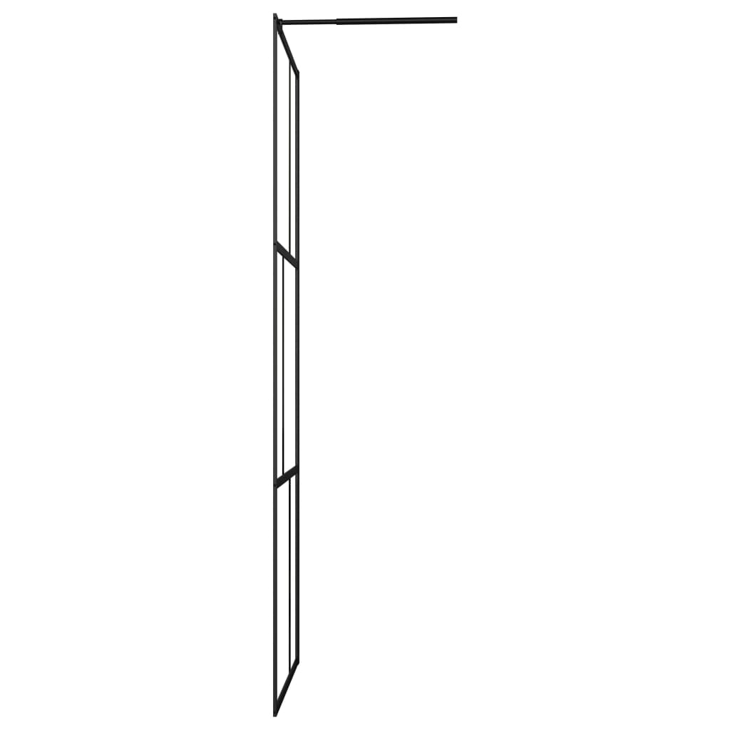 vidaXL Walk-in Shower Wall with Tempered Glass Black 35.4"x76.8"