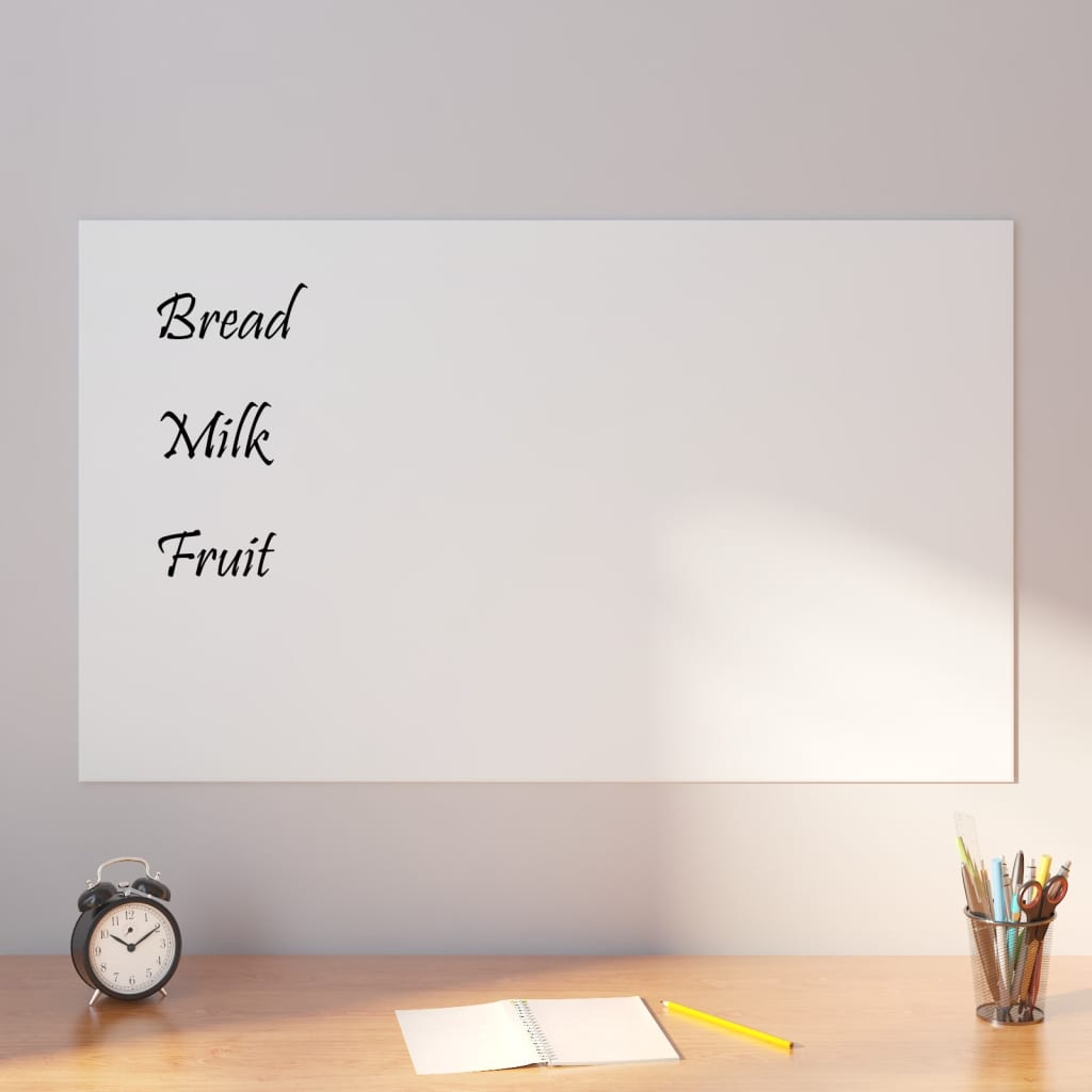 vidaXL Wall-mounted Magnetic Board White 39.4"x23.6" Tempered Glass