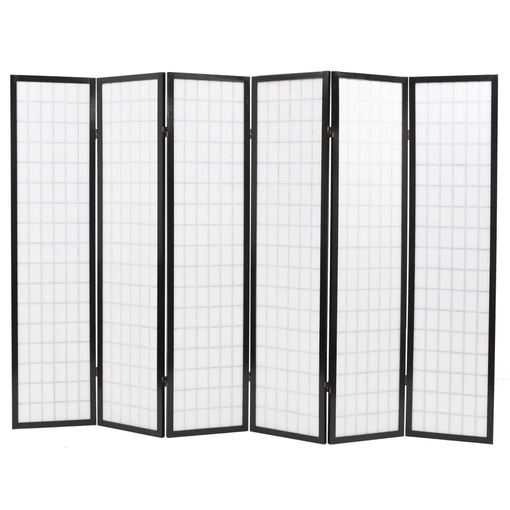 vidaXL Folding 6-Panel Room Divider Japanese Style 94.5"x66.9" Black
