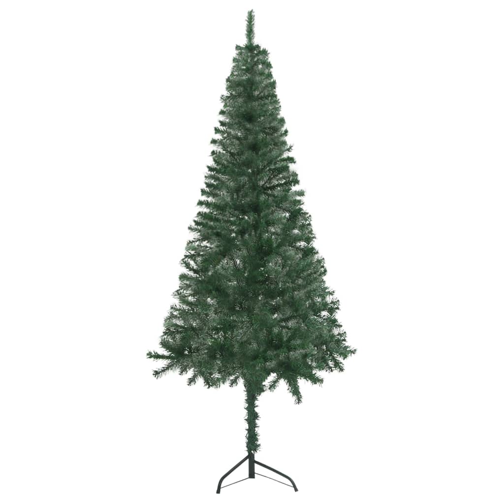 vidaXL Corner Artificial Christmas Tree LEDs&Ball Set Green 82.7" PVC