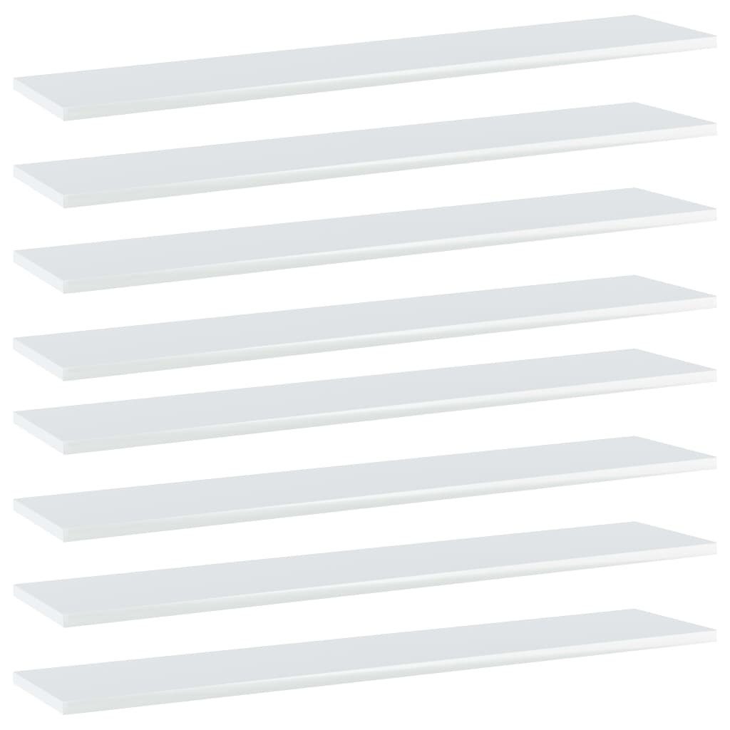vidaXL Bookshelf Boards 8 pcs High Gloss White 39.4"x7.9"x0.6" Engineered Wood