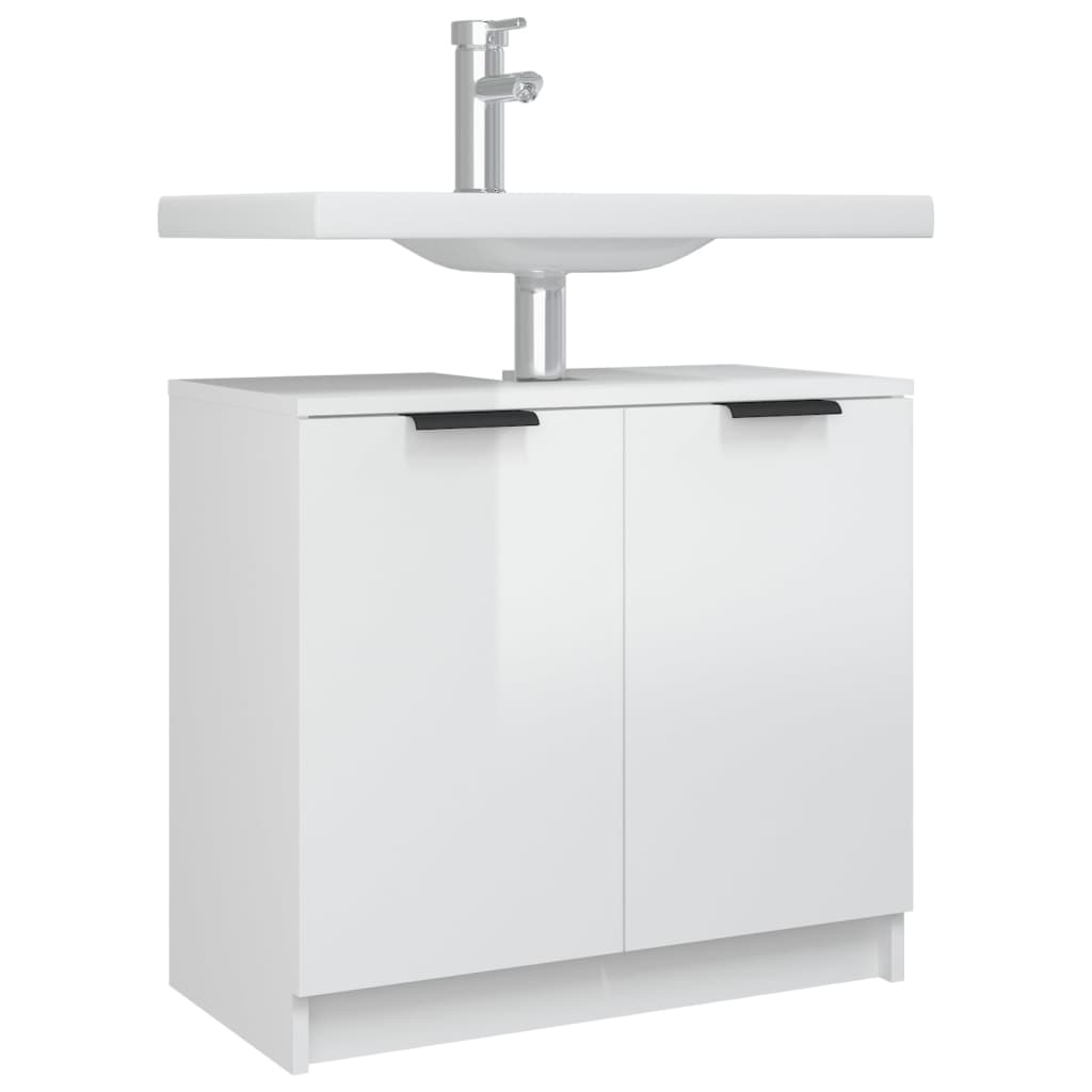 vidaXL Bathroom Cabinet High Gloss White 25.4"x13.2"x23.2" Engineered Wood