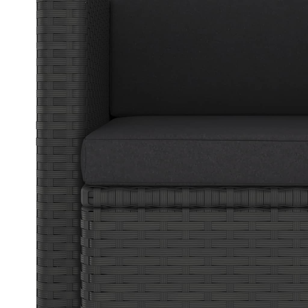 vidaXL Patio Chair with Cushions Poly Rattan Black