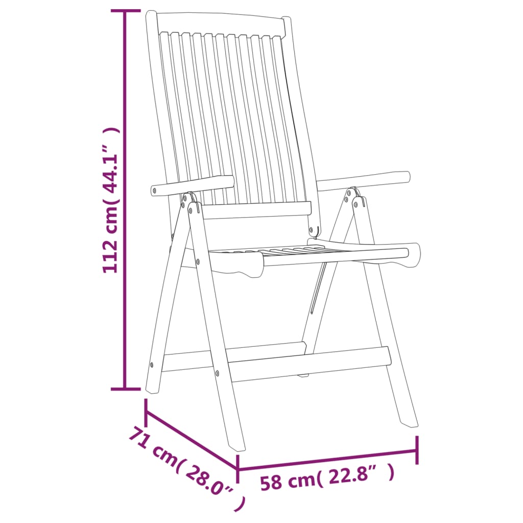 vidaXL Folding Patio Chairs 8 pcs Solid Wood Eucalyptus