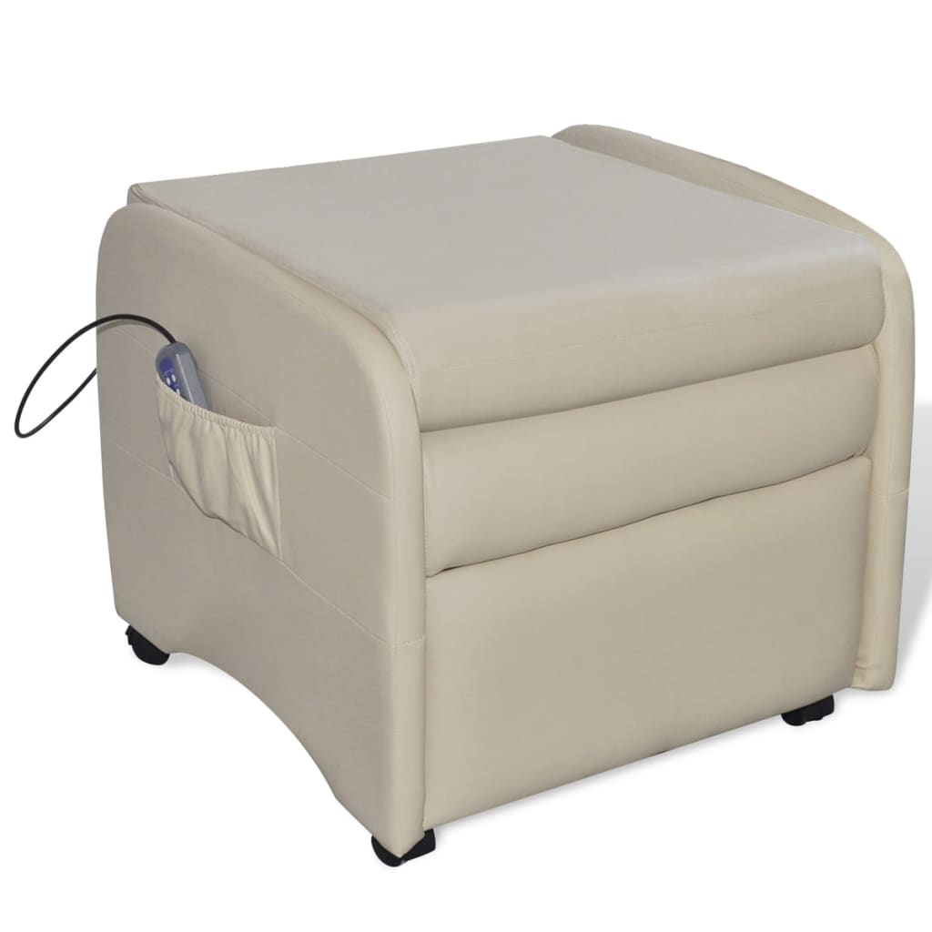 vidaXL Folding Massage Chair Cream Faux Leather