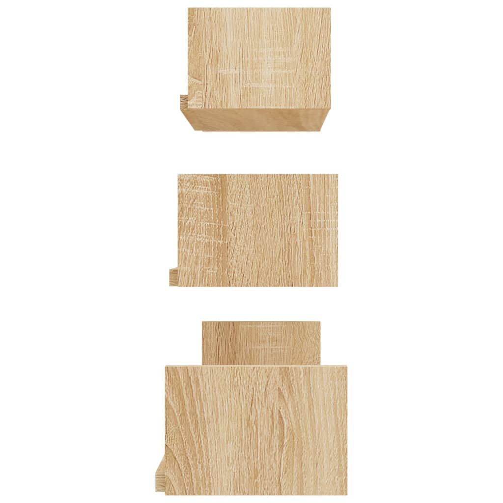 vidaXL Wall Display Shelf 3 pcs Sonoma Oak Engineered Wood