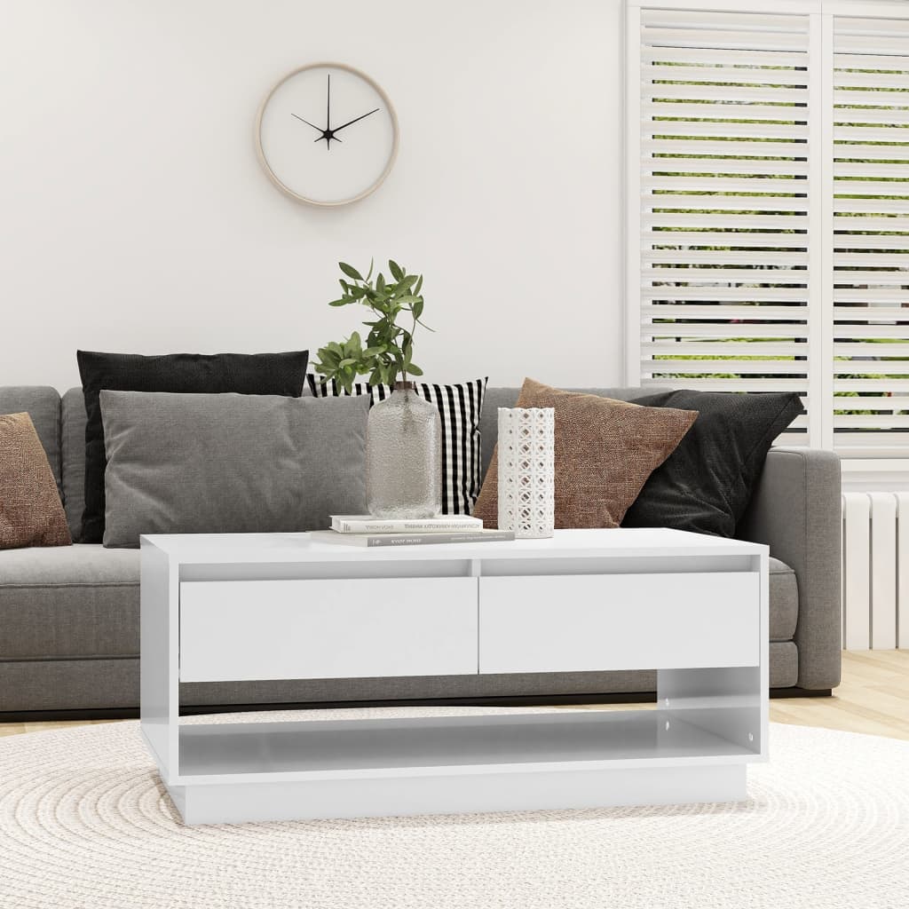 vidaXL Coffee Table High Gloss White 40.4"x21.7"x17.3" Engineered Wood