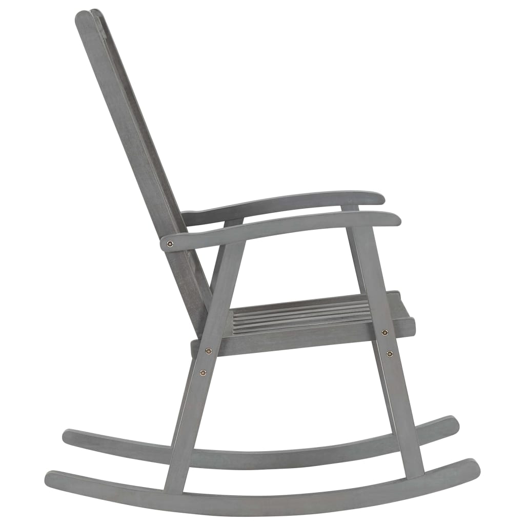 3064211 vidaXL Rocking Chair with Cushions Grey Solid Acacia Wood (311845+43181)