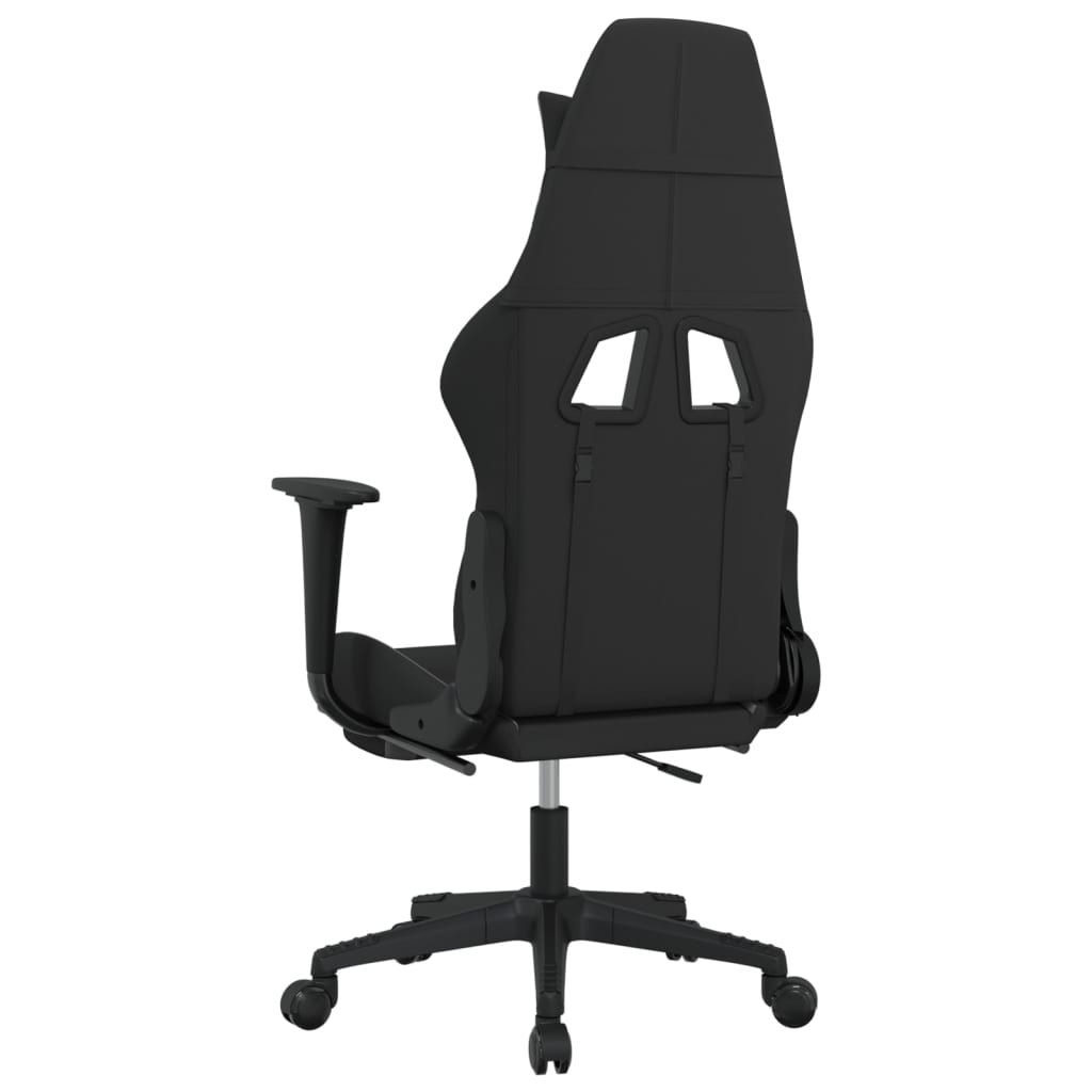 vidaXL Massage Gaming Chair with Footrest Black and Light Gray Fabric