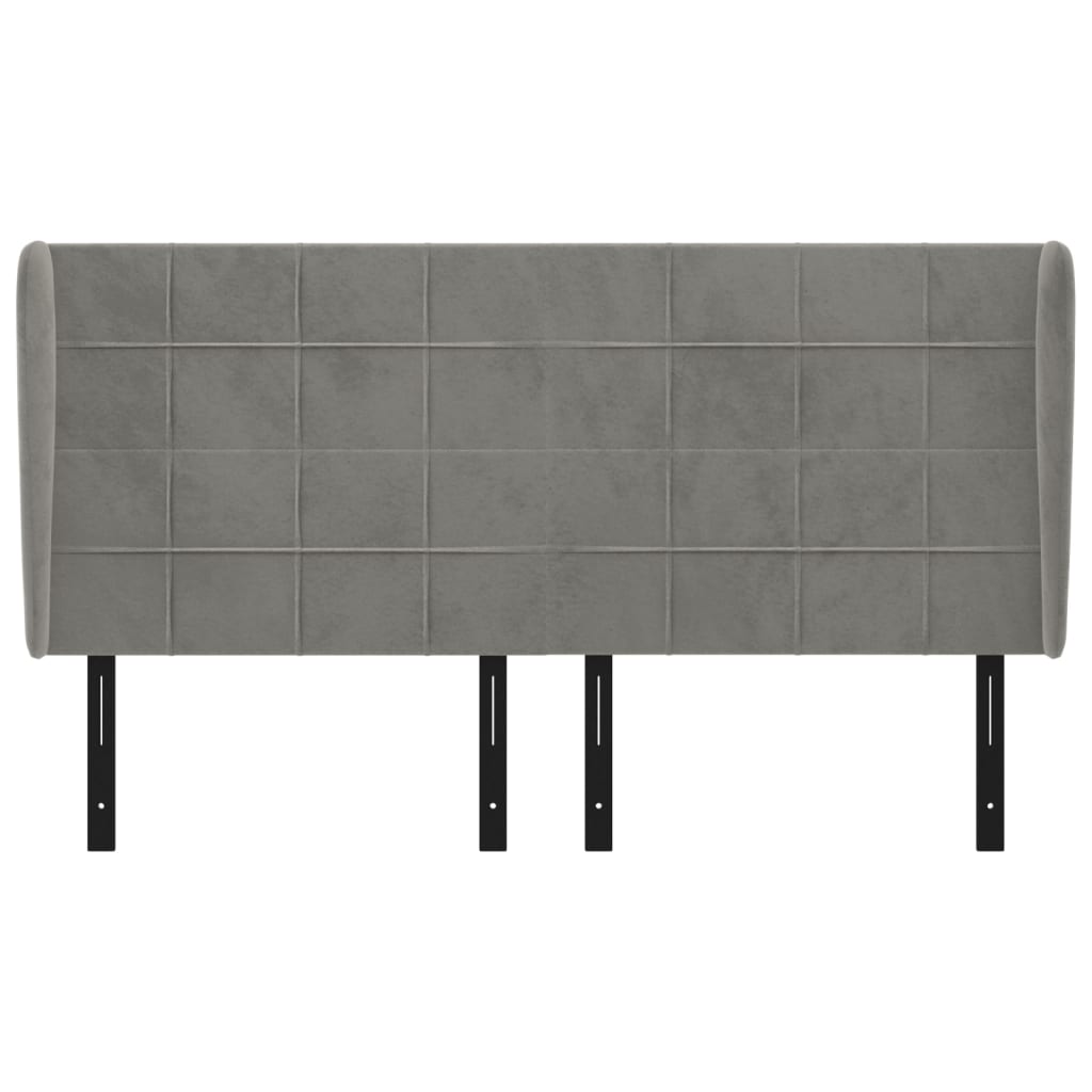 vidaXL Headboard with Ears Light Gray 64.2"x9.1"x46.5"/50.4" Velvet