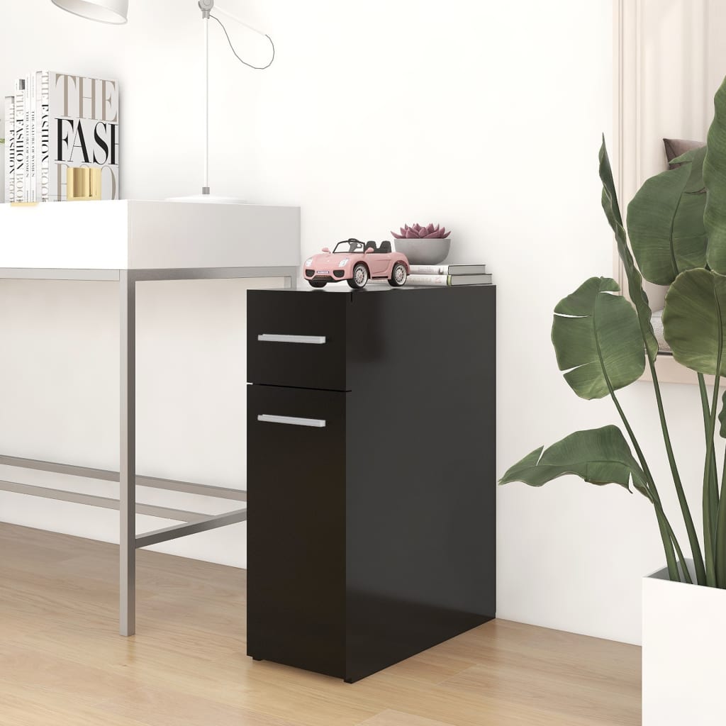 vidaXL Apothecary Cabinet Black 7.9"x17.9"x23.6" Engineered Wood