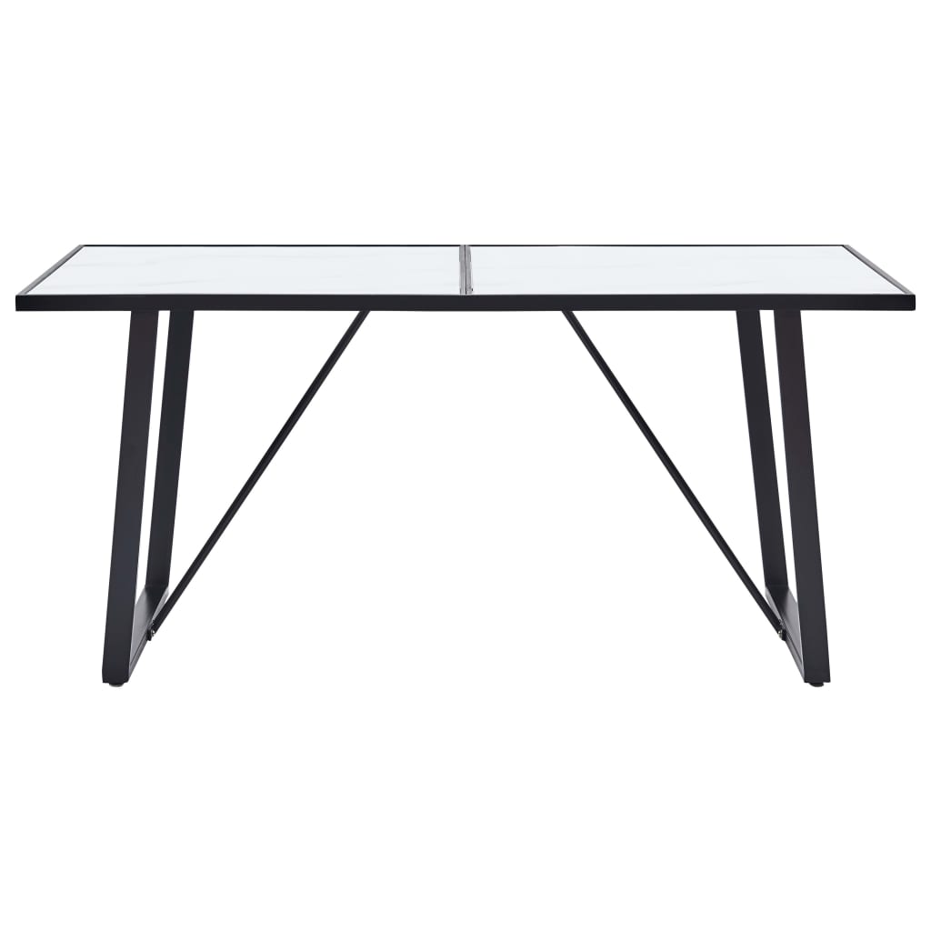 vidaXL Dining Table White 55.1"x27.6"x29.5" Tempered Glass