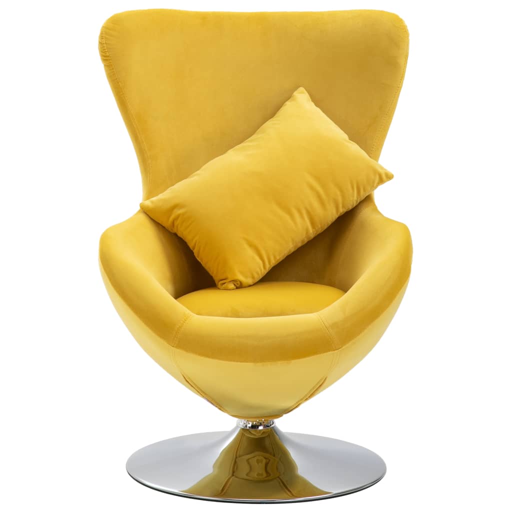 vidaXL Swivel Egg Chair with Cushion Yellow Velvet