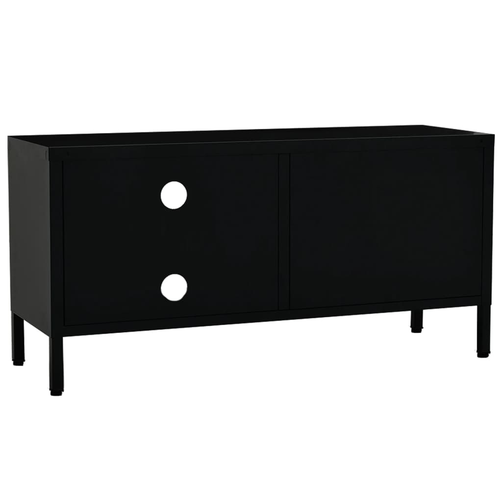 vidaXL TV Stand Black 35.4"x11.8"x17.3" Steel and Glass