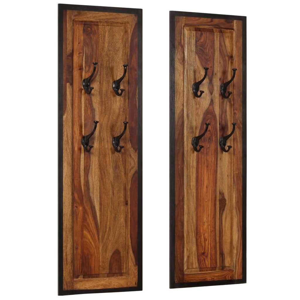 vidaXL Coat Racks 2 pcs Solid Sheesham Wood