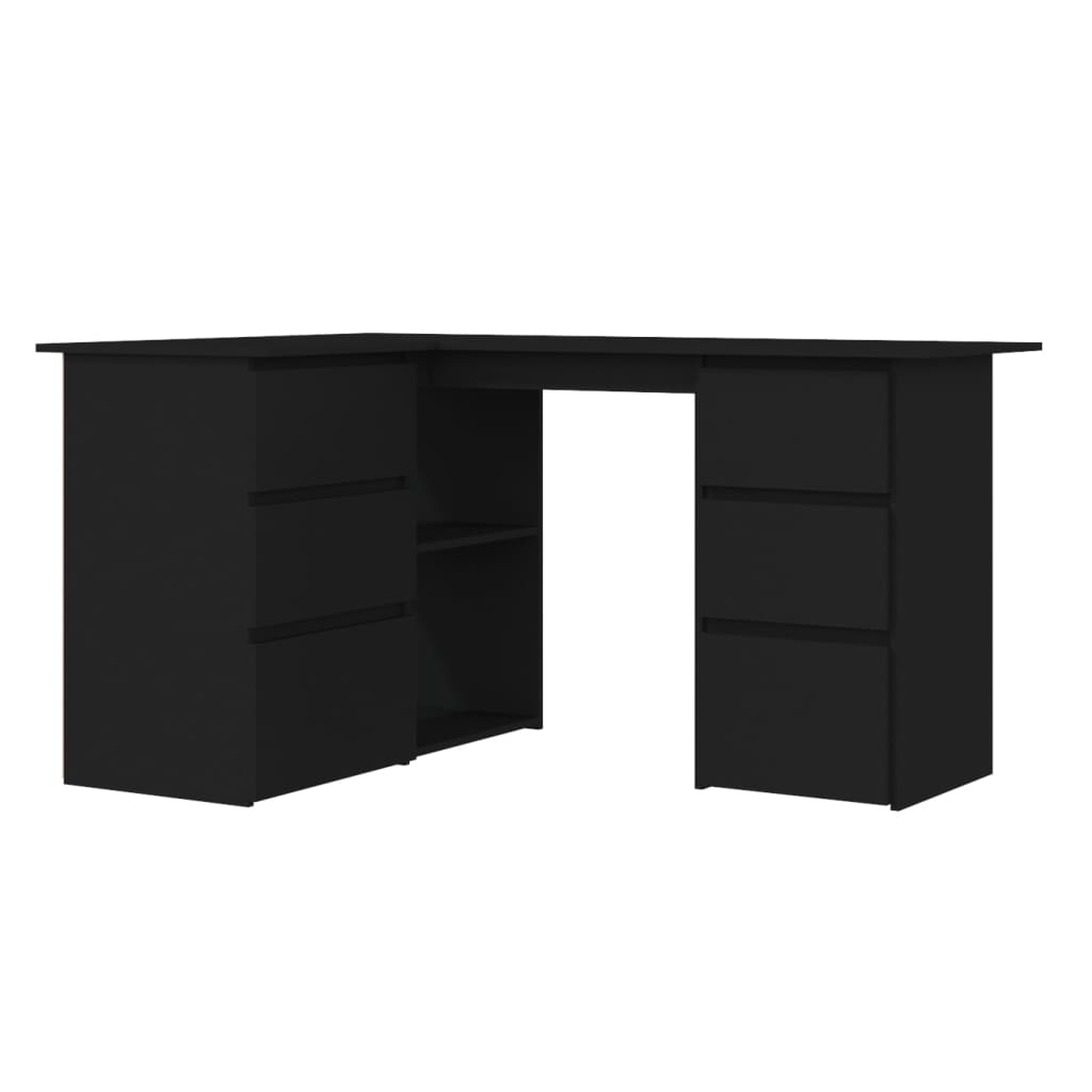 vidaXL Corner Desk Black 57.1"x39.4"x29.9" Chipboard