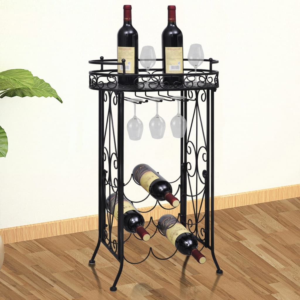vidaXL Wine Rack with Glass Holder for 9 Bottles Metal