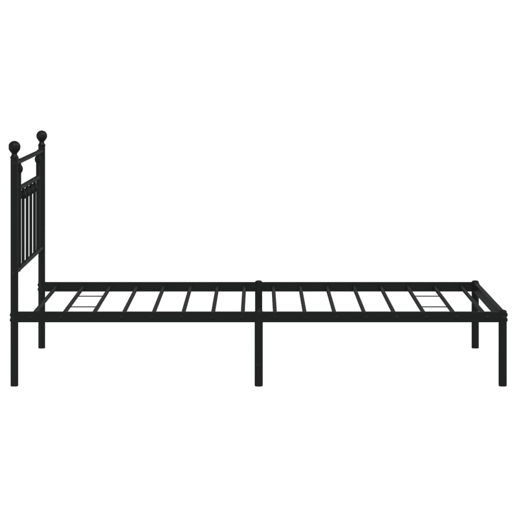 vidaXL Metal Bed Frame with Headboard Black 39.4"x74.8" Twin