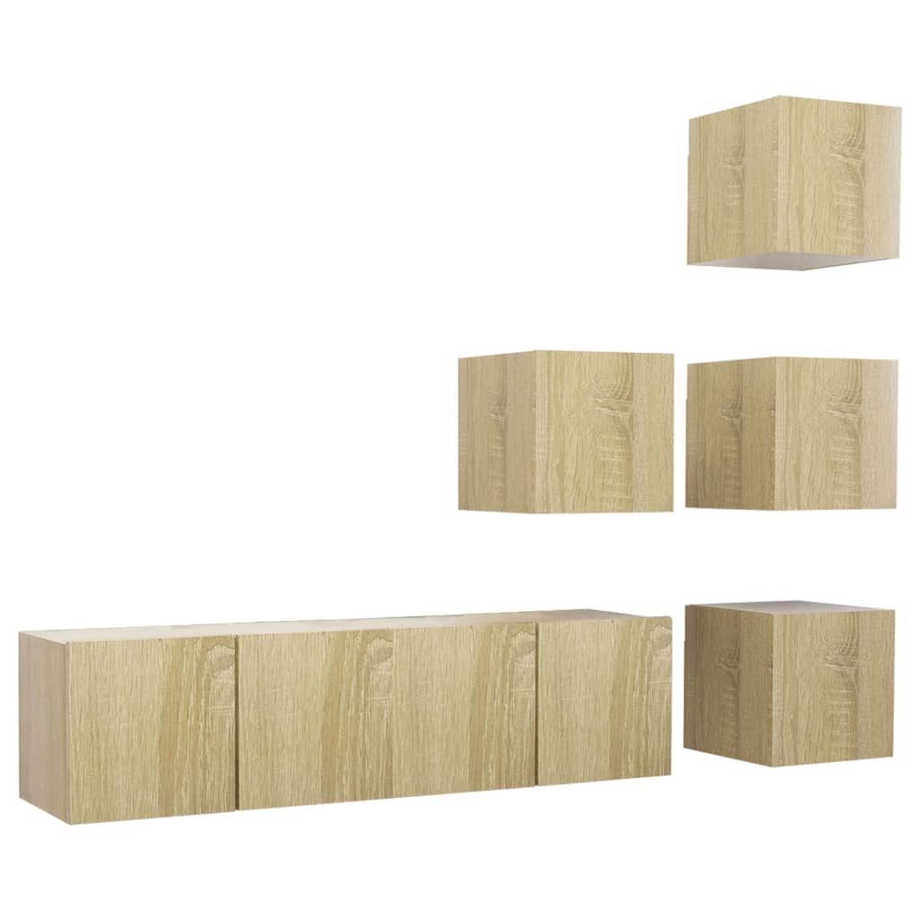 vidaXL 6 Piece TV Stand Set Sonoma Oak Engineered Wood