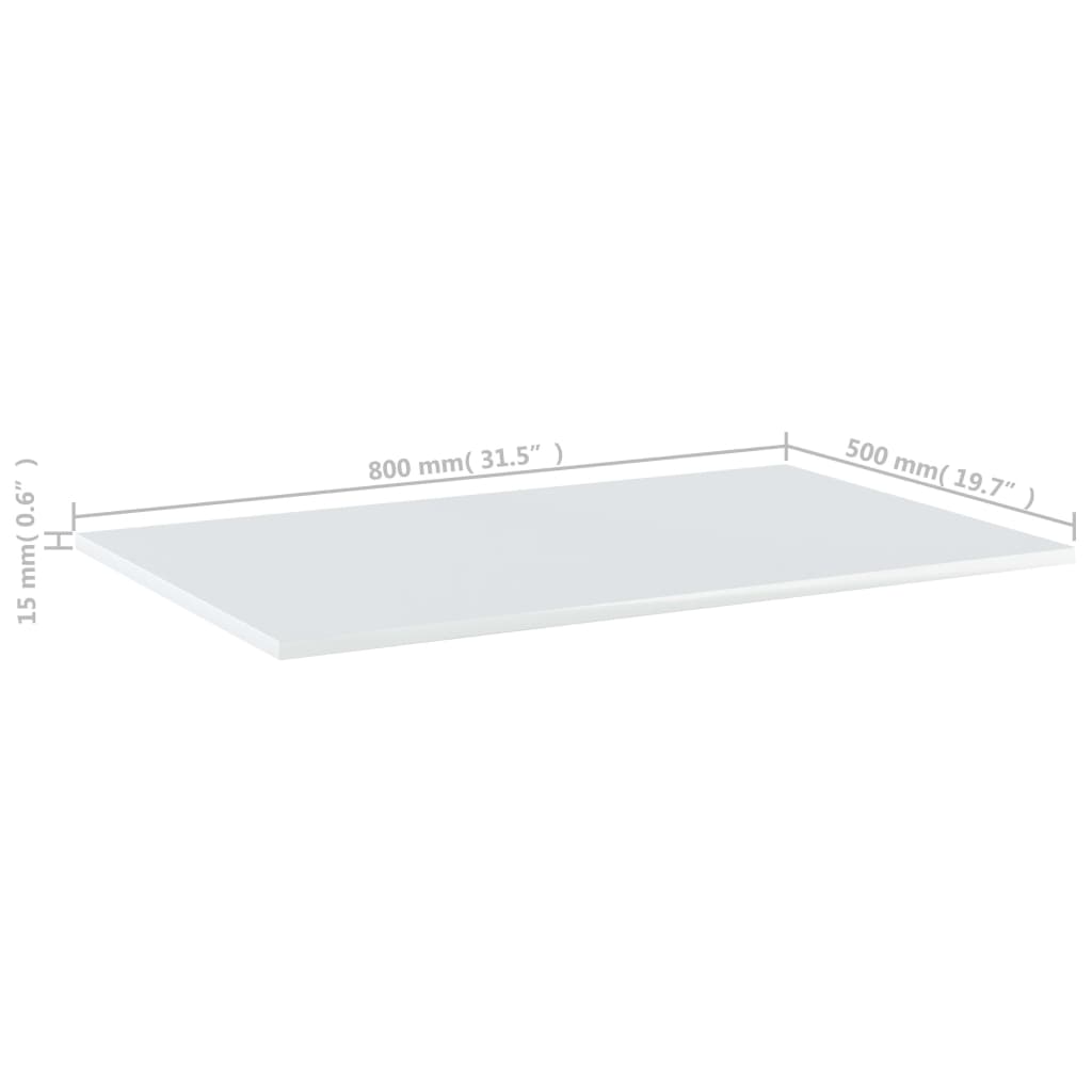 vidaXL Bookshelf Boards 4 pcs High Gloss White 31.5"x19.7"x0.6" Chipboard