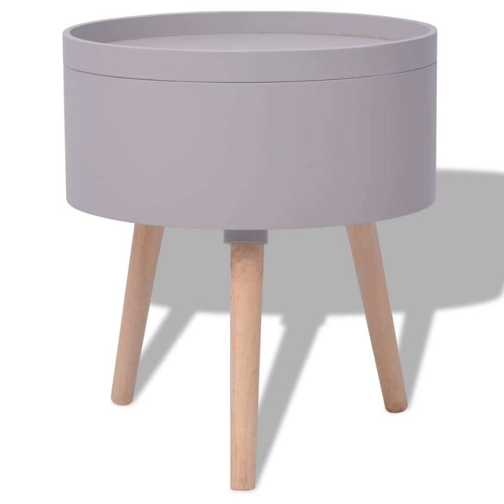 vidaXL Side Table with Serving Tray Round 15.6"x17.5" Gray