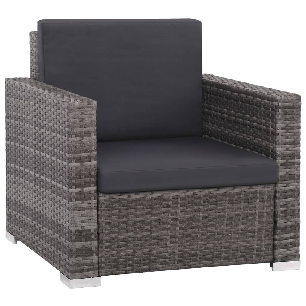 vidaXL 12 Piece Patio Lounge Set with Cushions Poly Rattan Gray