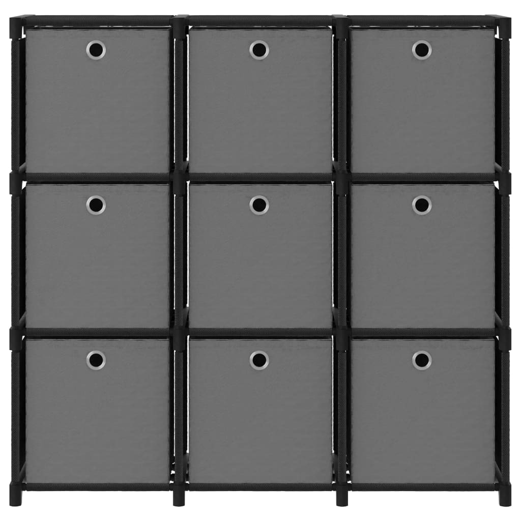 vidaXL 9-Cube Display Shelf with Boxes Black 40.6"x11.8"x42.3" Fabric