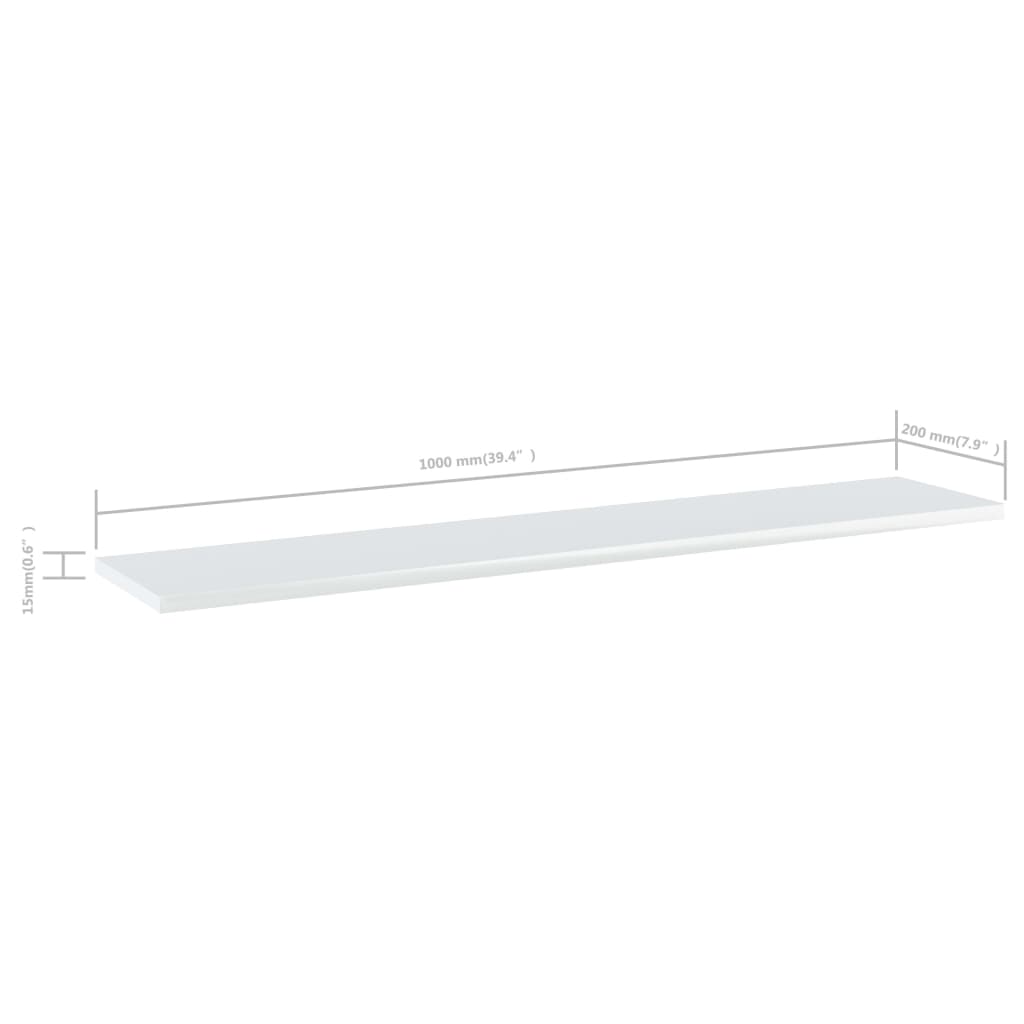 vidaXL Bookshelf Boards 8 pcs High Gloss White 39.4"x7.9"x0.6" Engineered Wood