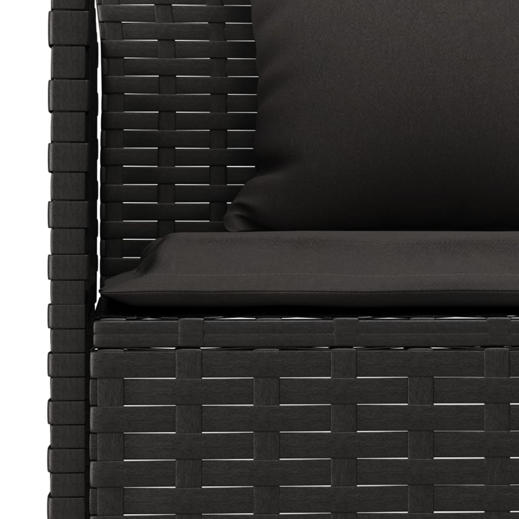 vidaXL 6 Piece Patio Dining Set with Cushions Black Poly Rattan