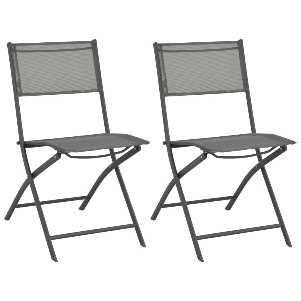 vidaXL Folding Patio Chairs 2 pcs Steel and Textilene