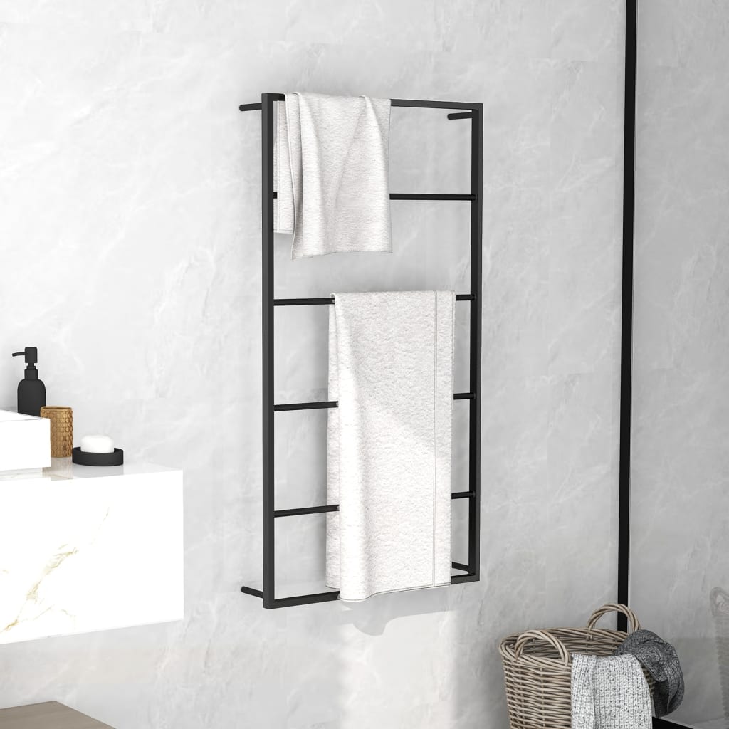 vidaXL Towel Rack Black 23.6"x3.9"x45.7" Steel