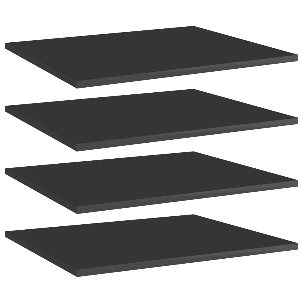 vidaXL Bookshelf Boards 4 pcs High Gloss Black 23.6"x19.7"x0.6" Engineered Wood