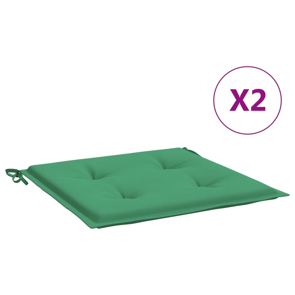 vidaXL Garden Chair Cushions 2 pcs Green 15.7"x15.7"x1.2" Oxford Fabric